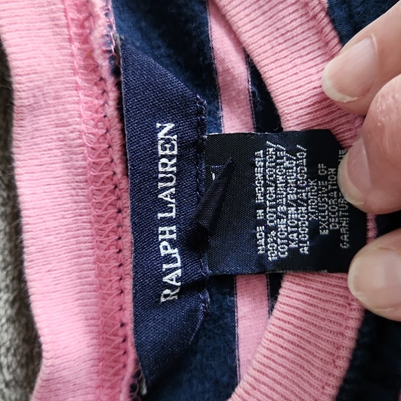 Ralph Lauren, Girl's, Dress,Sz 4/4T, Navy & Pink, Sh Sleeve w 2 Bottom Ruffles - Picture 7 of 8